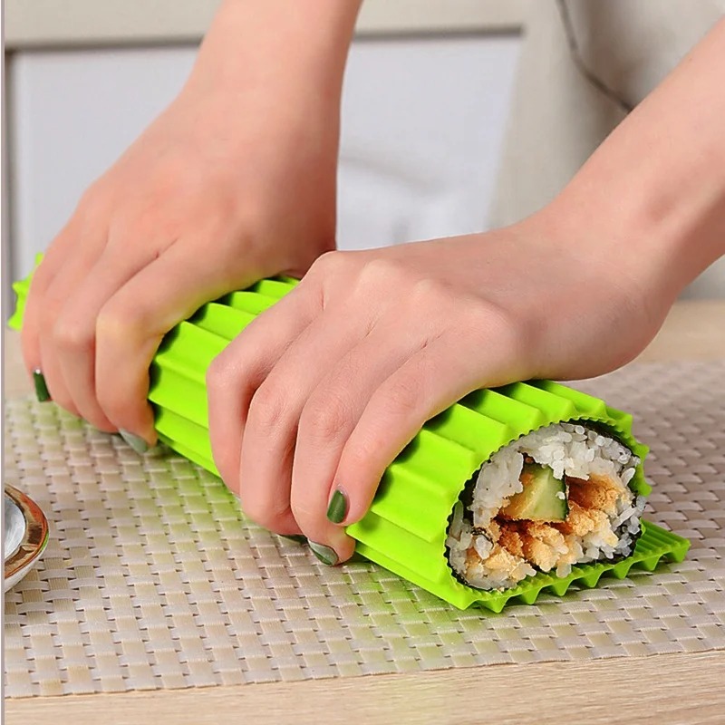 Sushi Making Kit - 실리콘 핸드 롤 스시 롤링 커튼