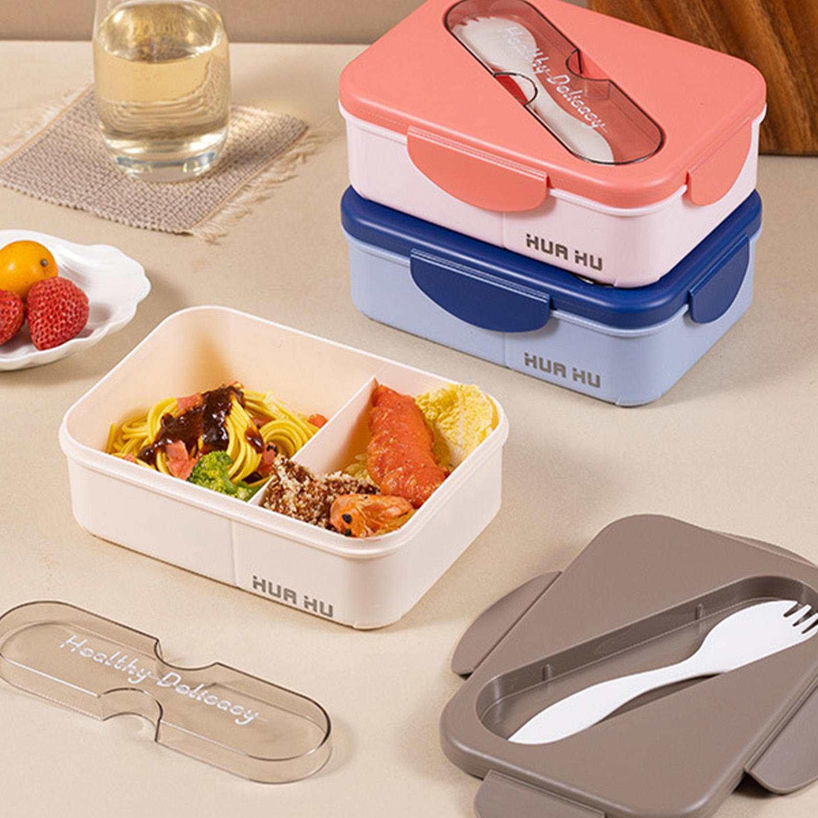 포크 플라스틱 스냅 온 학생 도시락, 학교 회사 피크닉 - Bento Box 리뷰 및 가격